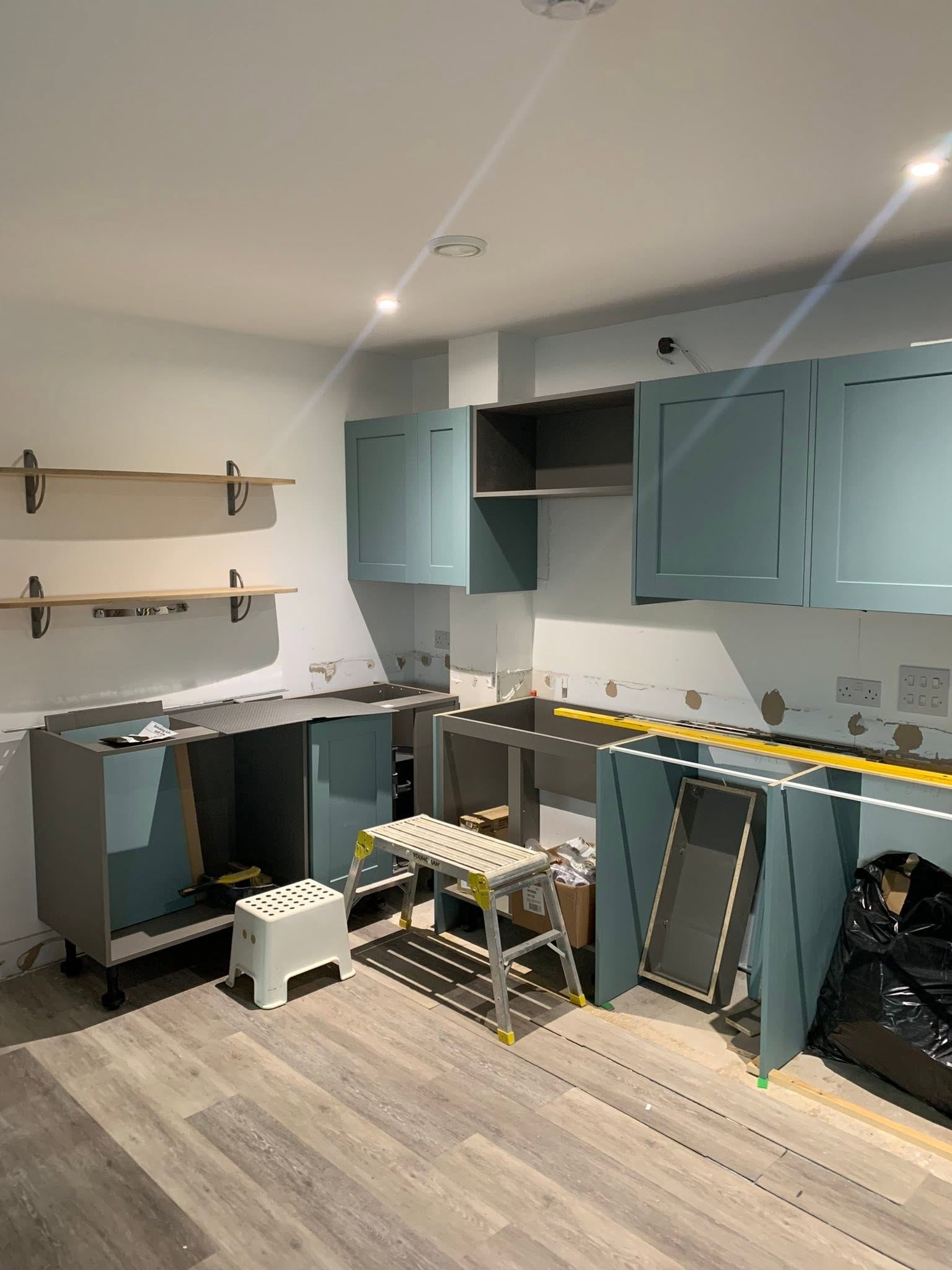 New kitchen units being fitted
